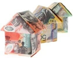 row of homes depicted in Australian currency notes depicting home mortgage servicability concerns