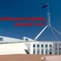 parliament house canberra with flag flying and title Australian Federal Budget 2017 for article budget highl;ights 2017
