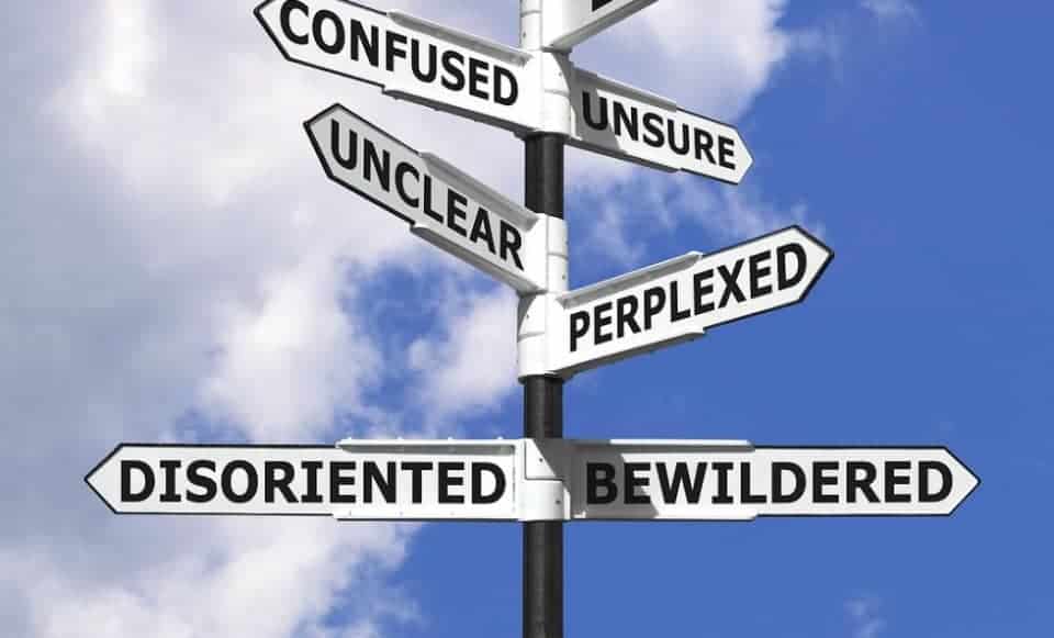 signpost with words of despair and lost hope